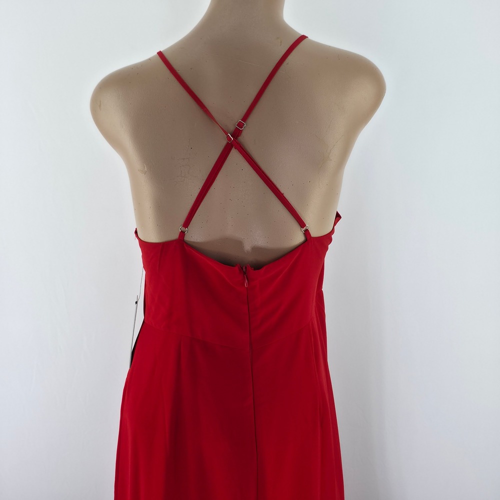 Lulus Maxi Dress Womens L Red Ruched High-Low Hem Square Neck Adjustable Straps‎ - Picture 11 of 16
